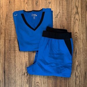 Scrubstar Royal Blue Scrub Set with Black Accents